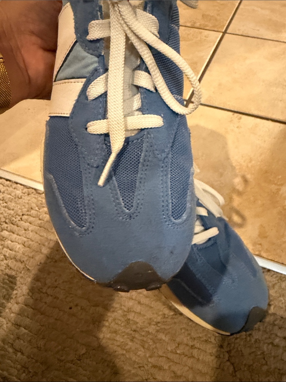 New Balance 327 Blue Casual Retro Runner Sneakers - White Accent - Picture 8 of 13